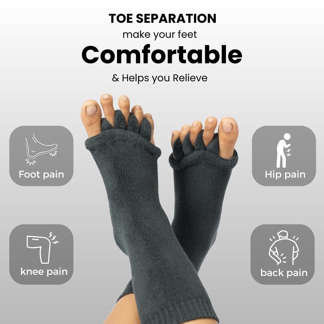 Foot Alignment Socks for Men & Women | 5 Toe Separator | Bunion Corrector | Foot Pain Relief