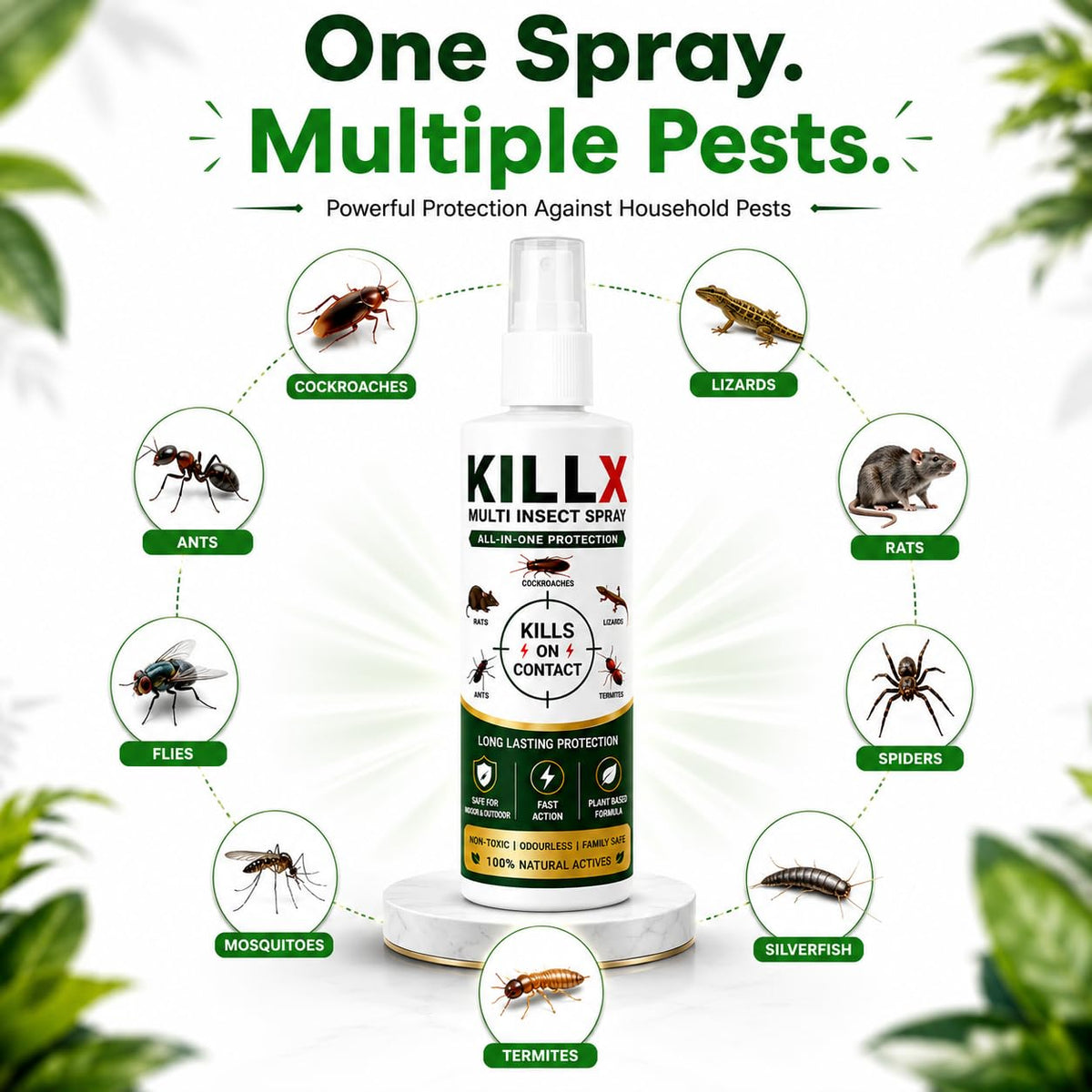 KILLX Multi-Insect Spray – Buy 1 Get 2 FREE | All-in-One Household Pest Protection