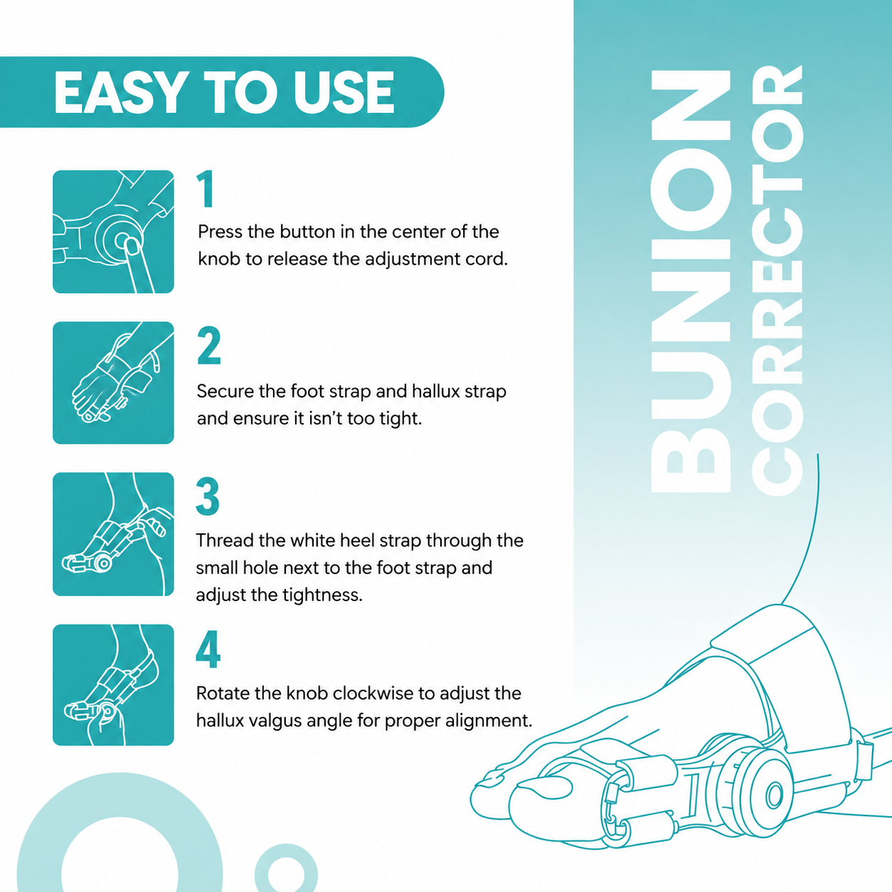 ZAMLIX Bunion Corrector Brace | Adjustable Toe Straightener for Hallux Valgus
