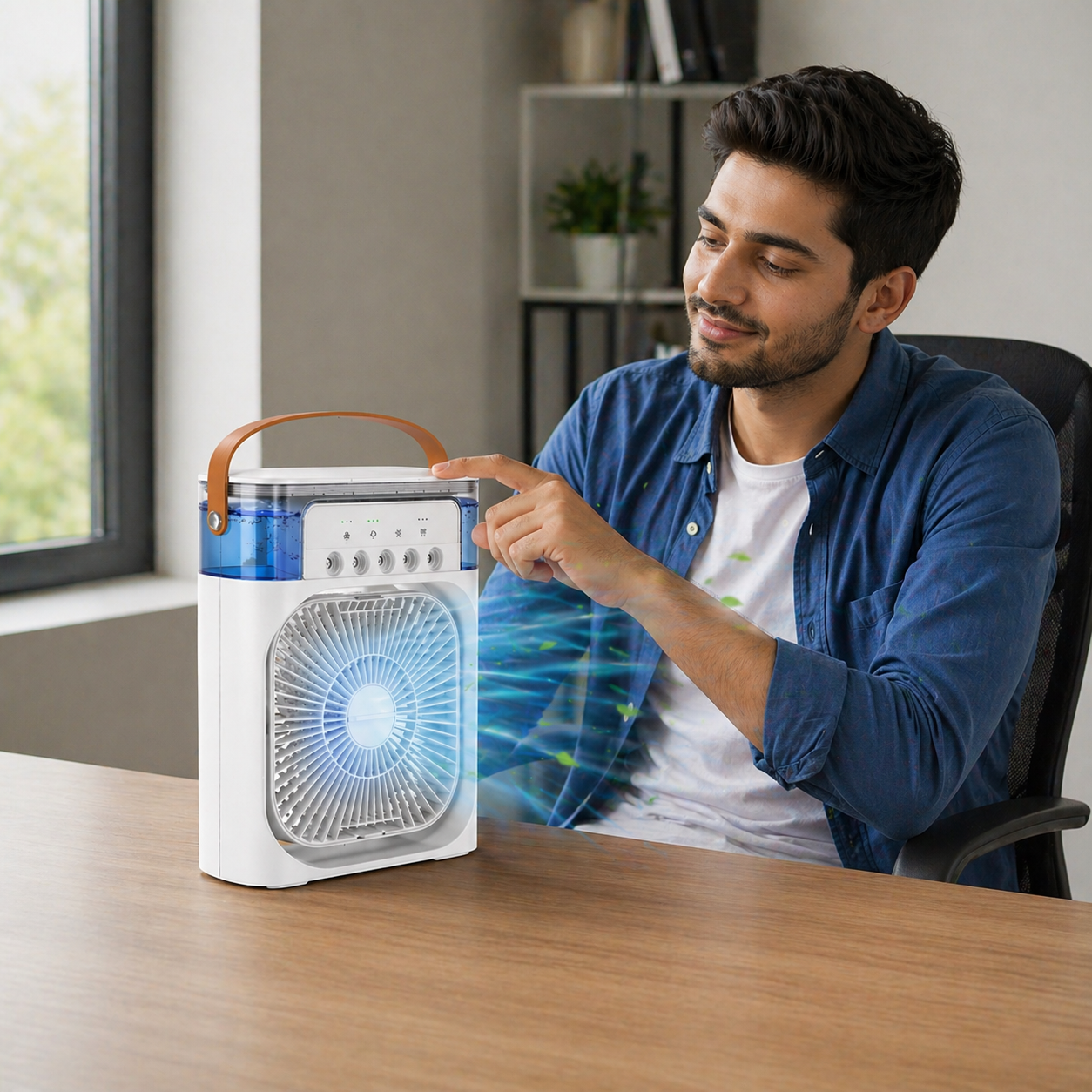 Portable USB Mini Air Cooler Fan with Humidifier for Personal Cooling