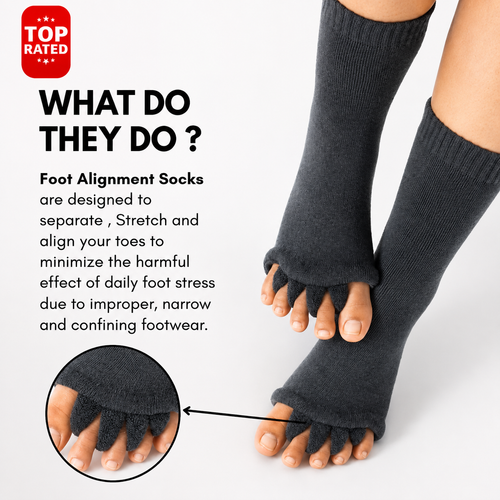 Foot Alignment Socks for Men & Women | 5 Toe Separator | Bunion Corrector | Foot Pain Relief