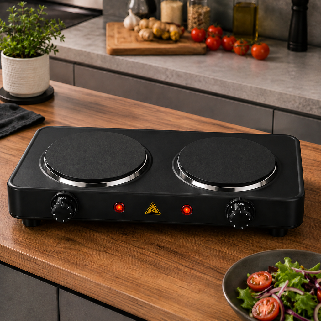 Portable Electric Hot Plate Dual Burner Cooker With 1 Year Manufacturer Warranty