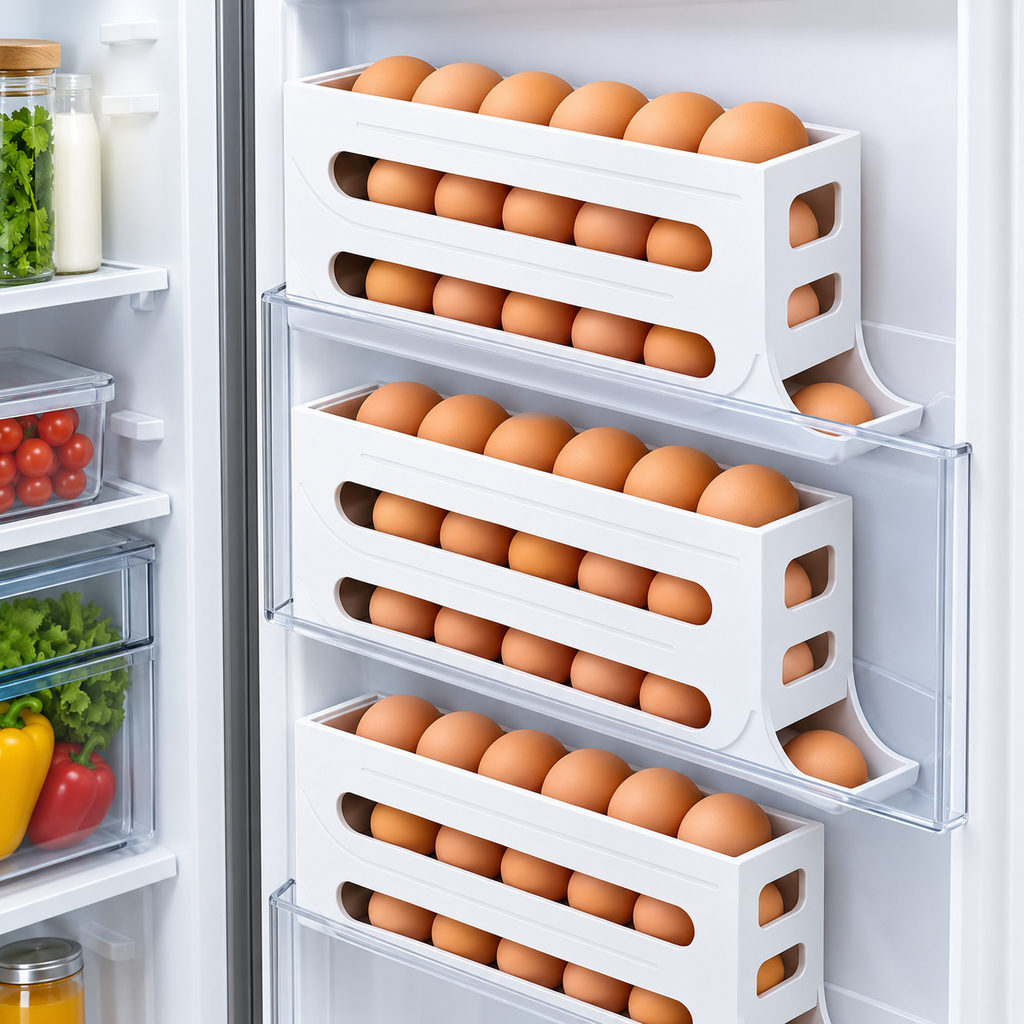 🥚 30-Egg 3-Tier Storage Box – Space-Saving Refrigerator Egg Organizer