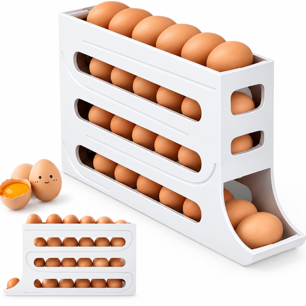 🥚 30-Egg 3-Tier Storage Box – Space-Saving Refrigerator Egg Organizer