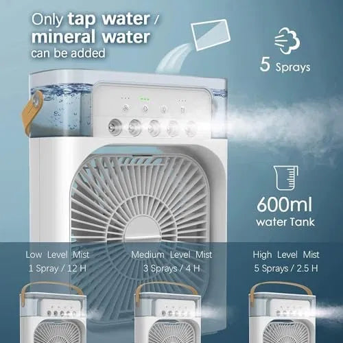 Portable USB Mini Air Cooler Fan with Humidifier for Personal Cooling